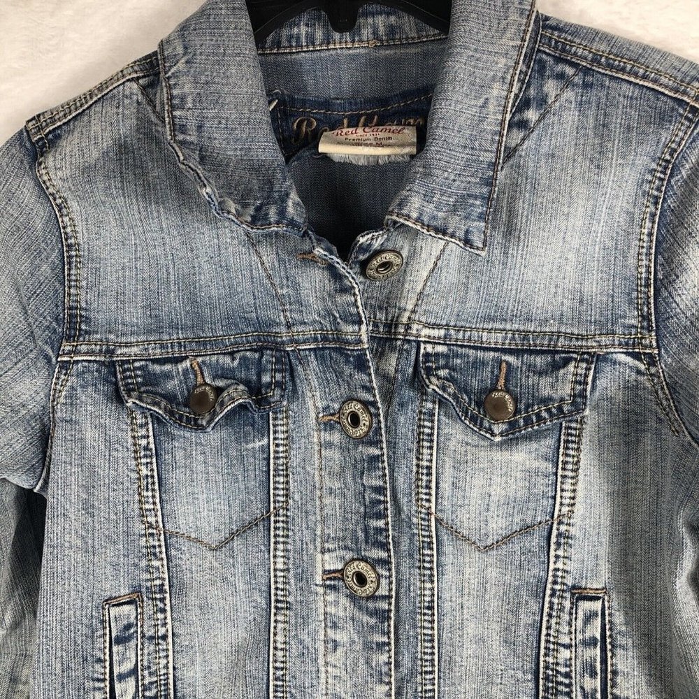 Red Camel Girls Denim Jacket Vintage Stretch Comfort Premium Coat Size Medium - Picture 5 of 14